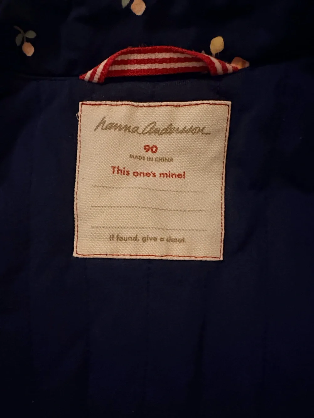 Hanna Andersson Navy Quilted Vest with Cream Floral Print